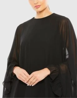 High Neck Ruffle Hem Cape Mini Dress 36 High Neck Ruffle Hem Cape Mini Dress -Fashion Dress Shop 55407 BLK 3 WS