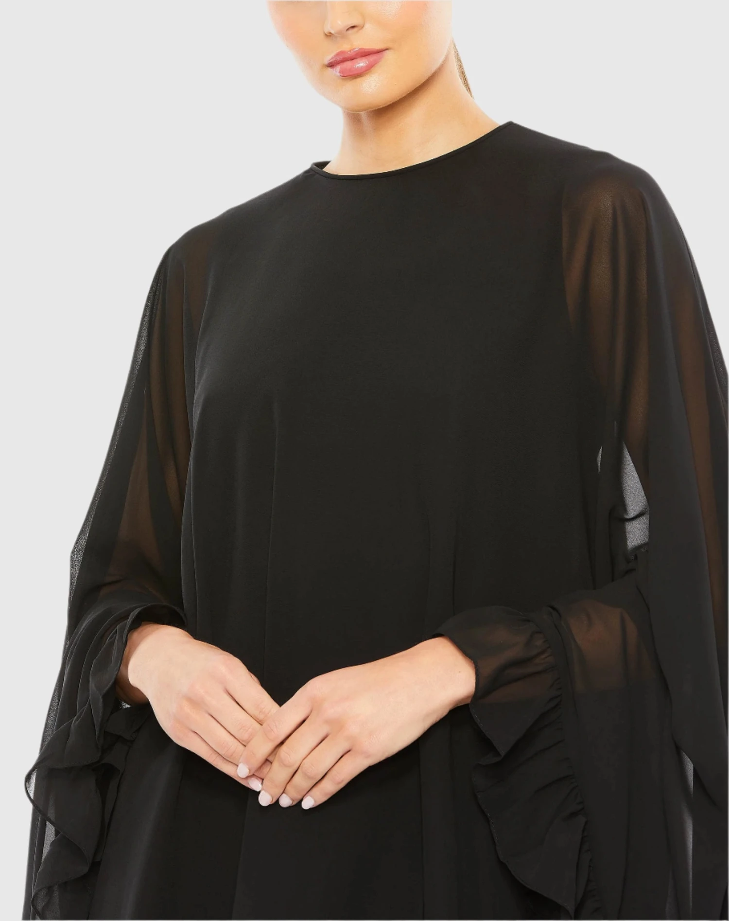 High Neck Ruffle Hem Cape Mini Dress 17 High Neck Ruffle Hem Cape Mini Dress - Image 17