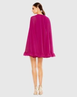 High Neck Ruffle Hem Cape Mini Dress 28 High Neck Ruffle Hem Cape Mini Dress -Fashion Dress Shop 55407 FUC 2 WS