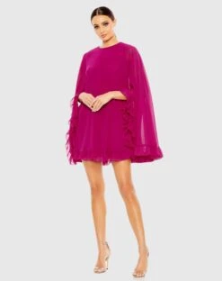 High Neck Ruffle Hem Cape Mini Dress 27 High Neck Ruffle Hem Cape Mini Dress -Fashion Dress Shop 55407 FUC Default 1 WS