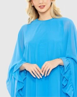 High Neck Ruffle Hem Cape Mini Dress 22 High Neck Ruffle Hem Cape Mini Dress -Fashion Dress Shop 55407 TUR 3 WS