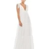 Tiered V-Neck Plunging Maxi Dress