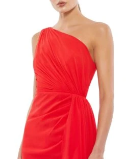 Asymmetrical Draped One Shoulder Mini Dress -Fashion Dress Shop 55419 Red CL scaled