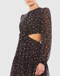 Front Bow Cut Out Long Sleeve Dress -Fashion Dress Shop 55432 BMU 3 WS scaled