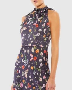Floral Print Tie Neck Midi Dress -Fashion Dress Shop 55629 PFO 3 WS scaled