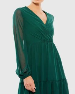 Ruched V-Neck Tiered Midi Dress -Fashion Dress Shop 55637 EME 3 WS