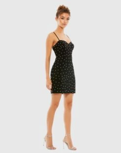 Sleeveless Pearl Encrusted Sweetheart Mini Dress -Fashion Dress Shop 55678 Black AS scaled