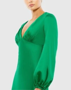 Charmeuse Empire Waist Blouson Sleeve Gown -Fashion Dress Shop 55693 EME 3 WS