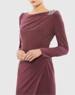 Boat Neck Jersey Gown W/ Embellished Shoulder -Fashion Dress Shop 55695 MAU 3 WS scaled