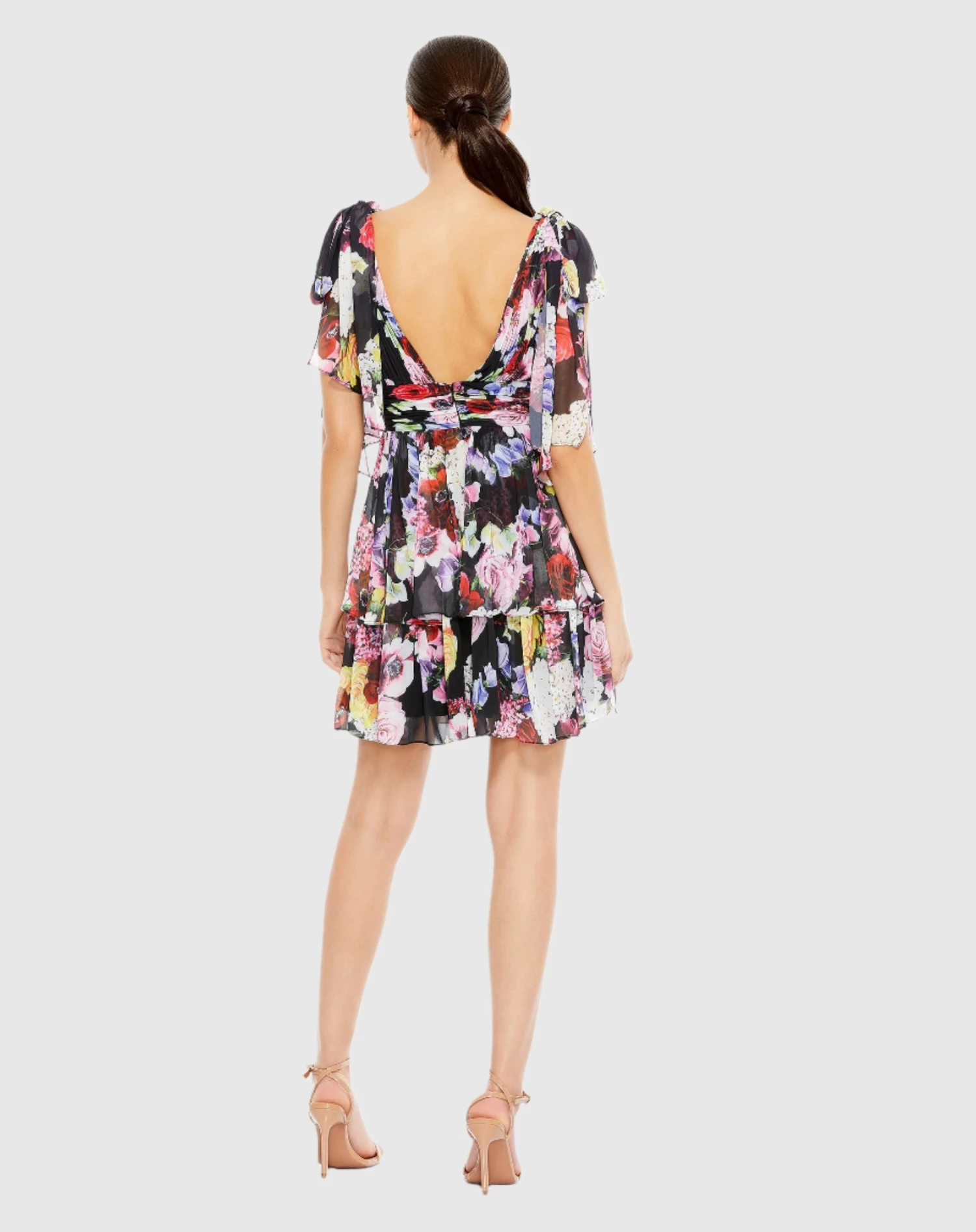 Floral Print Ruffled Sleeveless Soft Tie Dress 2 Floral Print Ruffled Sleeveless Soft Tie Dress - Image 2