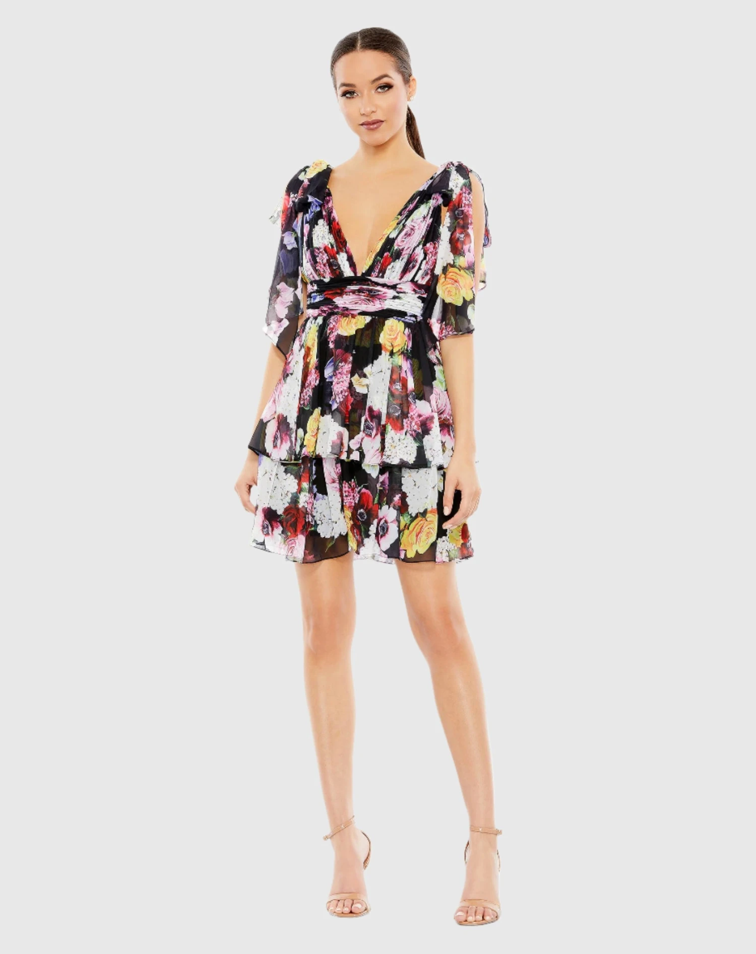 Floral Print Ruffled Sleeveless Soft Tie Dress 1 Floral Print Ruffled Sleeveless Soft Tie Dress