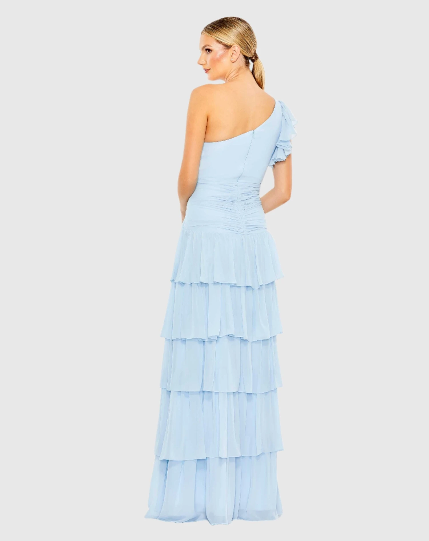 Ruffle Tiered One Flutter Sleeve Gown 2 Ruffle Tiered One Flutter Sleeve Gown - Image 2