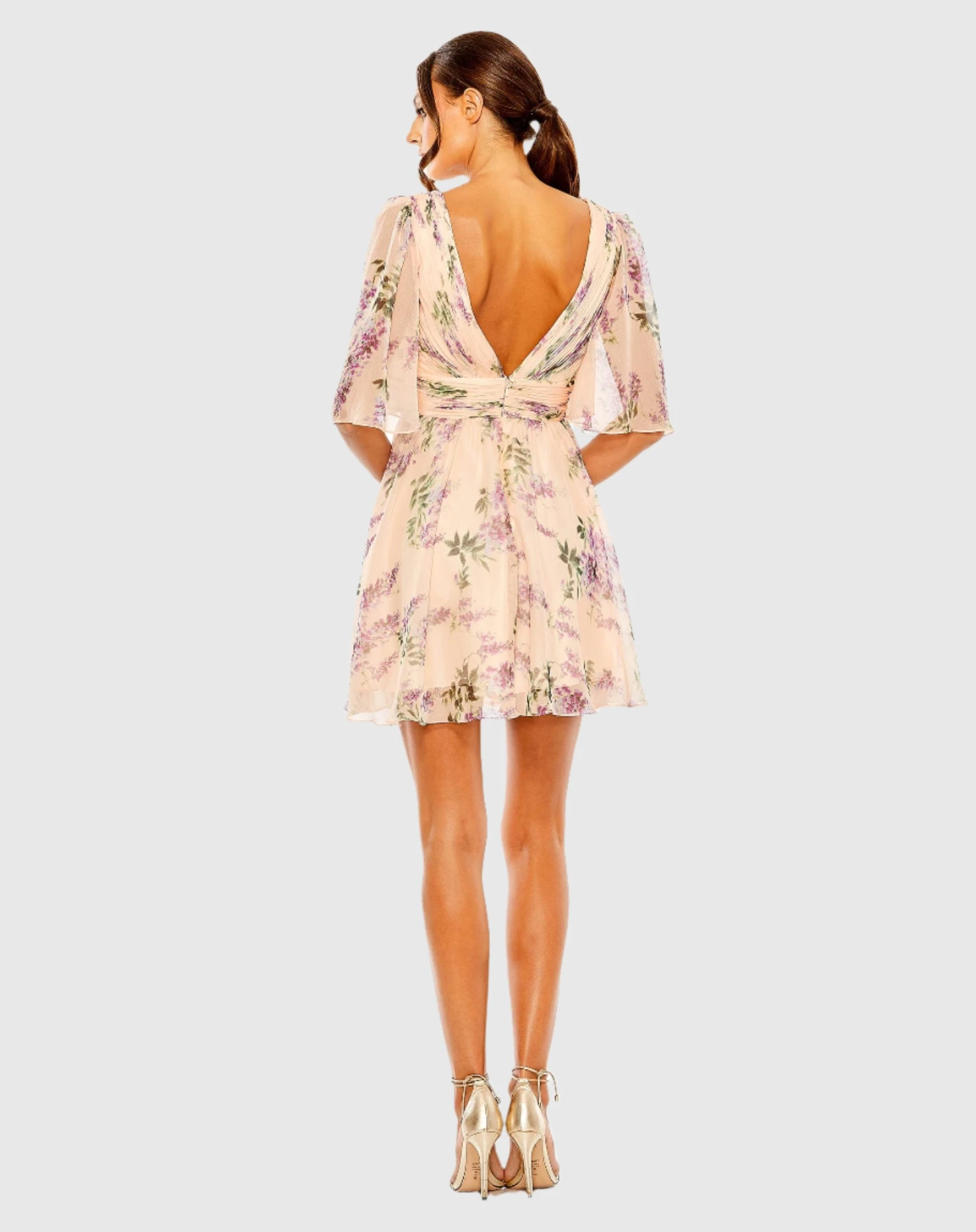 Floral Print 3/4 Sleeve A Line Mini Dress 2 Floral Print 3/4 Sleeve A Line Mini Dress - Image 2