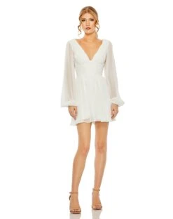 Puff Sleeve Romper | Sample | Sz. 2 -Fashion Dress Shop 55899 WHT Default 1 WS