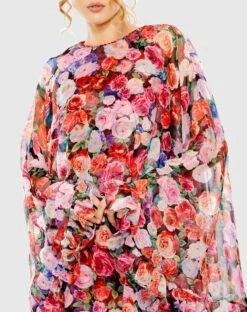Floral Printed Cape Mini Dress 5 Floral Printed Cape Mini Dress -Fashion Dress Shop 55931 FMU 3 WS