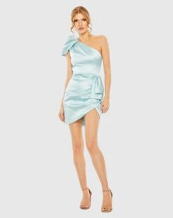 One Shoulder Puff Sleeve Ruched Dress 8 One Shoulder Puff Sleeve Ruched Dress -Fashion Dress Shop 55971 FBU Default 1 WS