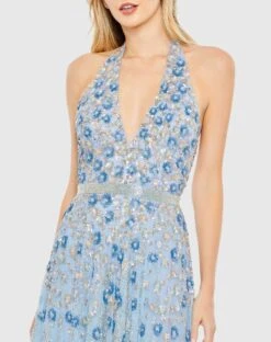 Floral Embellished Halter Strap A Line Gown -Fashion Dress Shop 5654 PowderBlue CL scaled
