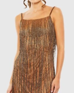 Scoop Neck Embellished Beaded Fringe Dress -Fashion Dress Shop 5935 Copper CL