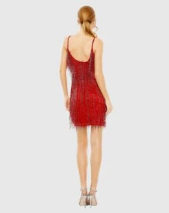 Scoop Neck Embellished Beaded Fringe Dress -Fashion Dress Shop 5935 RED 2 WS
