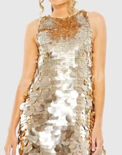 Sleeveless Disc Sequin Trapeze Mini Dress -Fashion Dress Shop 5961 Gold CL scaled