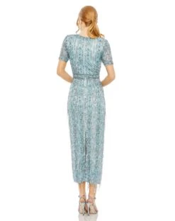 High Neck Short Sleeve Crystal Fringe Column Dress 7 High Neck Short Sleeve Crystal Fringe Column Dress -Fashion Dress Shop 5980 FrenchBlue BK