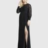 Sequin Lace Black Evening Gown