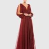 Chiffon Open Sleeve A Line Gown