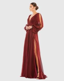 Chiffon Open Sleeve A Line Gown -Fashion Dress Shop 67414 GRN 4 WS scaled