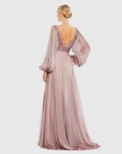 Chiffon Open Sleeve A Line Gown -Fashion Dress Shop 67414 MOC 2 WS scaled