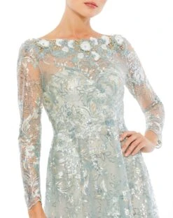 Floral Embroidered Illusion Long Sleeve Gown -Fashion Dress Shop 67498 Mist CL scaled