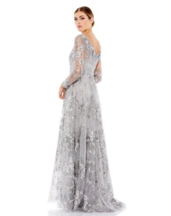 Floral Embroidered Illusion Long Sleeve Gown -Fashion Dress Shop 67498 SEE 2 WS