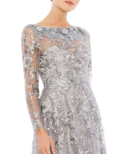 Floral Embroidered Illusion Long Sleeve Gown -Fashion Dress Shop 67498 SEE 3 WS