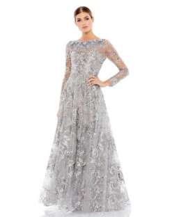 Floral Embroidered Illusion Long Sleeve Gown -Fashion Dress Shop 67498 SEE Default 1 WS