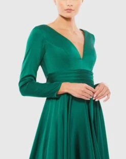 Plunge Neck Satin A-Line Dress 9 Plunge Neck Satin A-Line Dress -Fashion Dress Shop 67527 EME 3 WS scaled