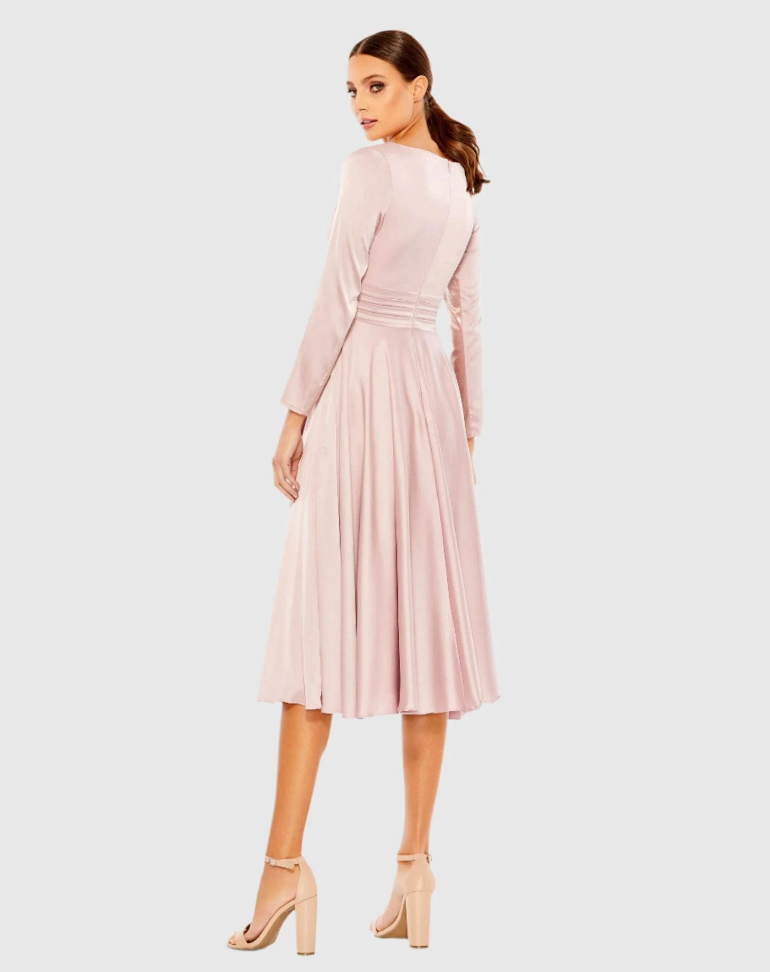 Plunge Neck Satin A-Line Dress 6 Plunge Neck Satin A-Line Dress - Image 6