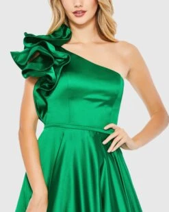 Satin Ruffle Sleeve Ball Gown -Fashion Dress Shop 67582 EmeraldGreen CL scaled