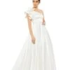 Satin Ruffle Sleeve Ball Gown
