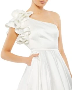 Satin Ruffle Sleeve Ball Gown -Fashion Dress Shop 67582 White CL scaled
