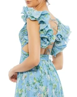 Ruffle Tiered Floral Cut-Out Chiffon Gown -Fashion Dress Shop 67803 BlueMulti CL scaled