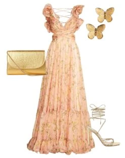 Ruffle Tiered Floral Cut-Out Chiffon Gown -Fashion Dress Shop 67803 G Multi Pink S scaled