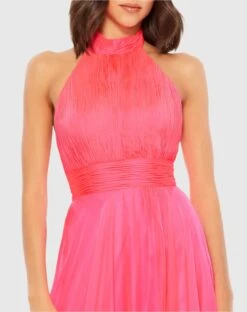 High Neck Tiered Chiffon Halter Gown -Fashion Dress Shop 67816 HotPink CL scaled