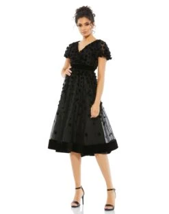 Embellished Butterfly Sleeve Velvet Hem Midi Dress -Fashion Dress Shop 67854 Black AB scaled