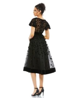 Embellished Butterfly Sleeve Velvet Hem Midi Dress -Fashion Dress Shop 67854 Black BK scaled