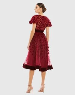 Embellished Butterfly Sleeve Velvet Hem Midi Dress -Fashion Dress Shop 67854 Burgundy BK scaled