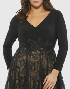 Long Sleeve Jersey & Lace Cocktail Dress (Plus) -Fashion Dress Shop 67897 bnu 3 ws scaled