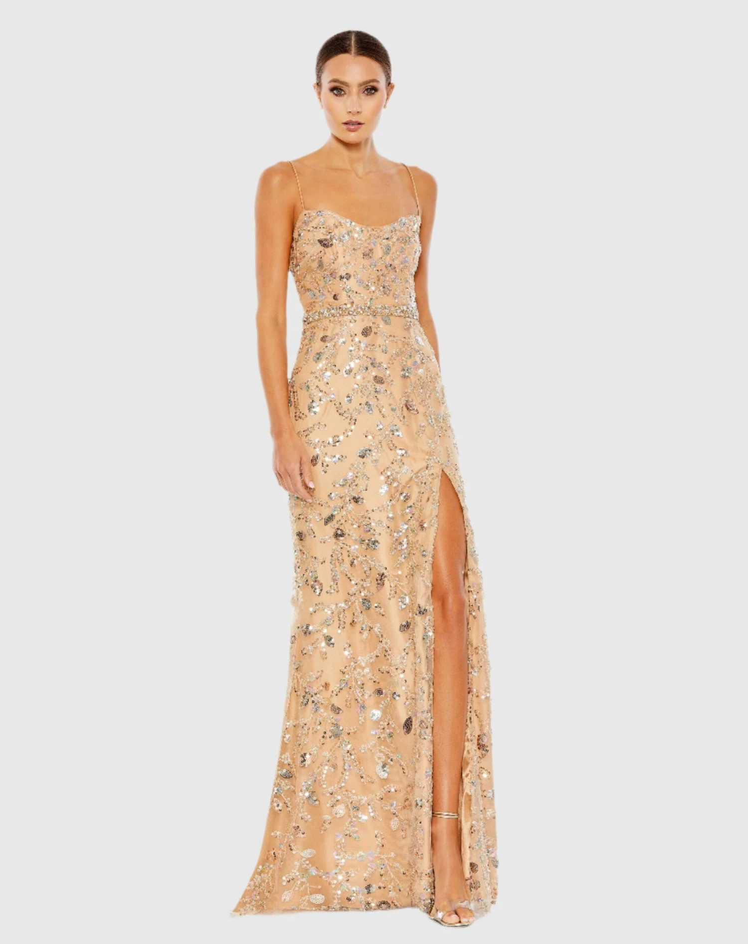 Embellished Sleeveless Lace Up Gown 1 Embellished Sleeveless Lace Up Gown