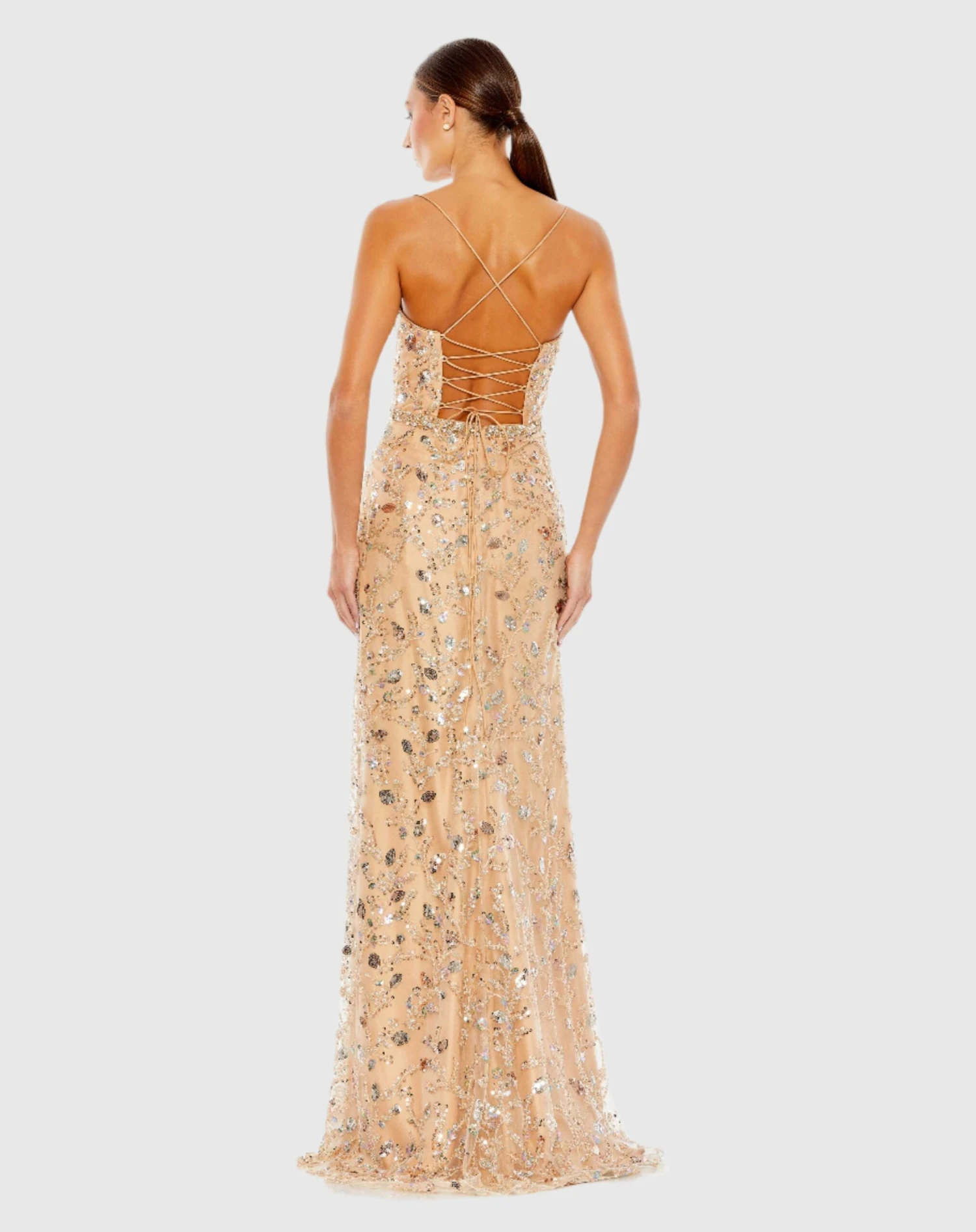 Embellished Sleeveless Lace Up Gown 2 Embellished Sleeveless Lace Up Gown - Image 2