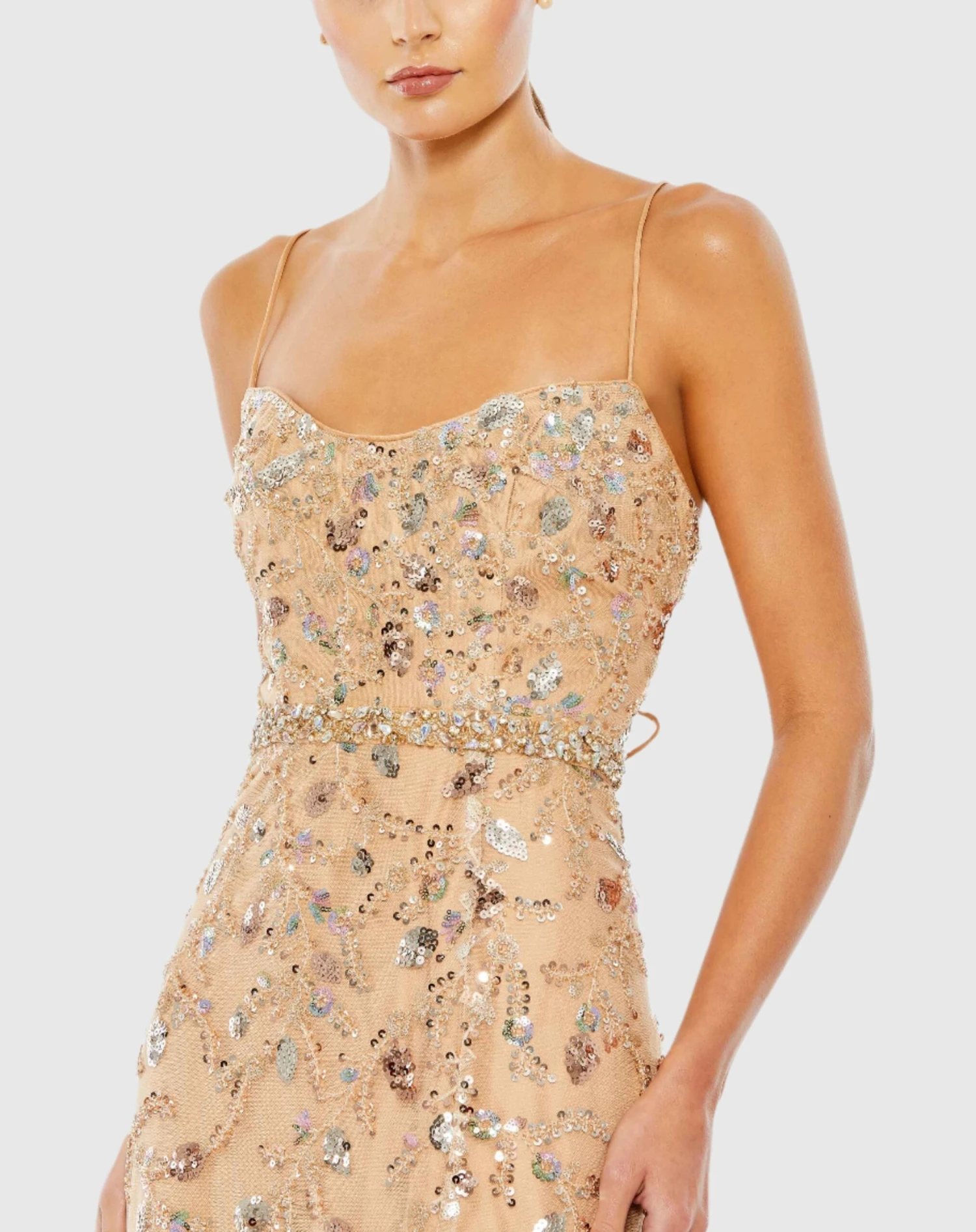 Embellished Sleeveless Lace Up Gown 3 Embellished Sleeveless Lace Up Gown - Image 3