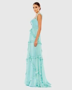Ruffle Tiered Sleeveless Flowy A Line Gown -Fashion Dress Shop 68093 Mint AS