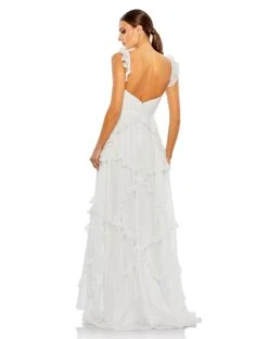 Ruffle Tiered Sleeveless Flowy A Line Gown -Fashion Dress Shop 68093 White BK 1 scaled